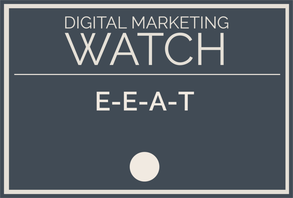 A simple image for E-E-A-T with Digital Marketing Watch and E-E-A-T written in the box.