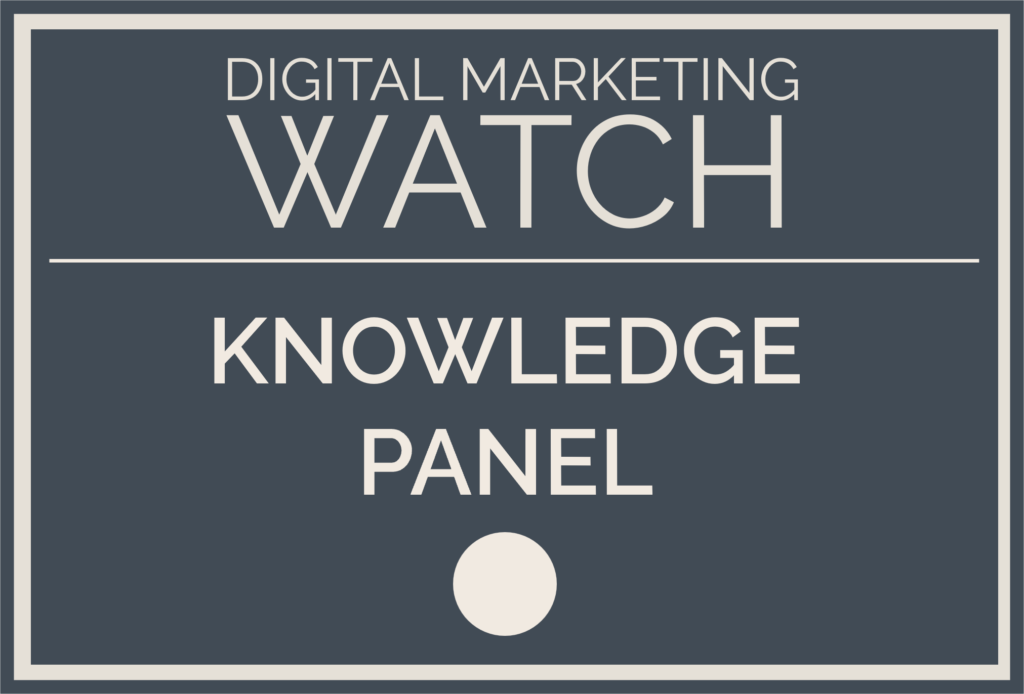 A simple image for Knowledge Panel with Digital Marketing Watch and Knowledge Panel written in the box.
