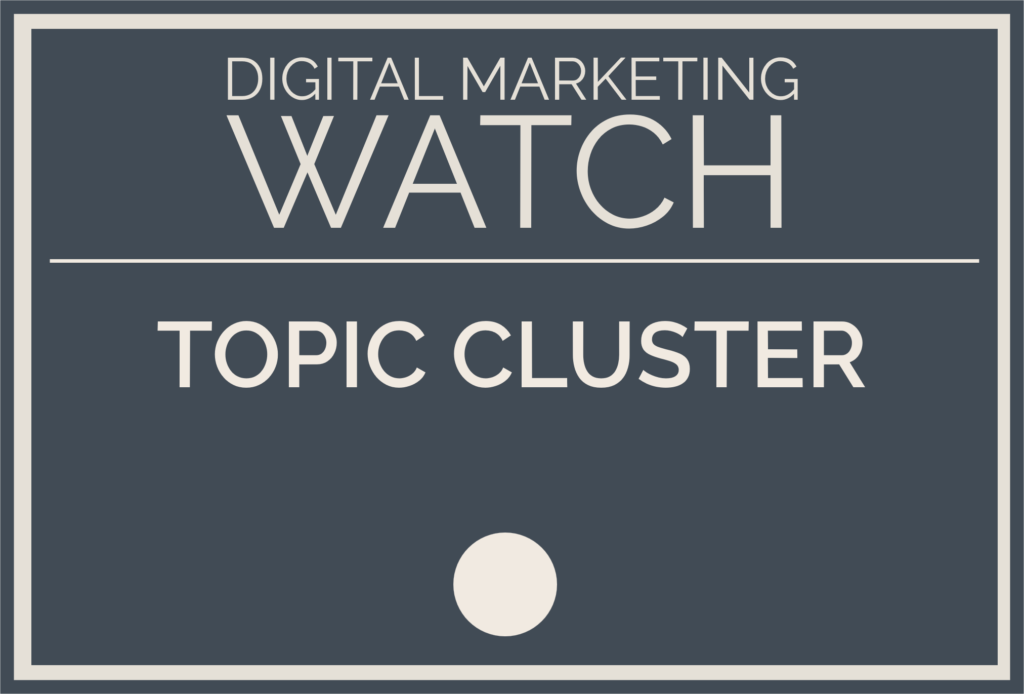 A simple image for Topic Cluster with Digital Marketing Watch and Topic Cluster written in the box.