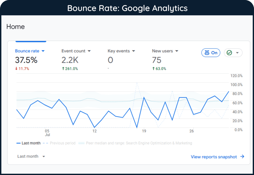 A screenshot of Google Analytics showing Bounce Rate.