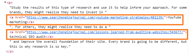 HTML showing two links that are both dofollow because no nofollow attribute is present